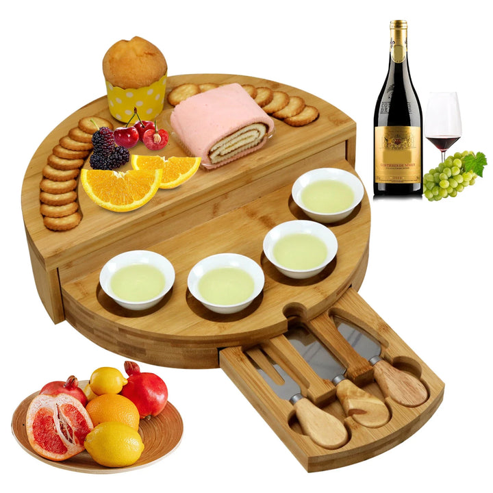 Bamboo Brilliance: Deluxe Cheese and Breadboard Set