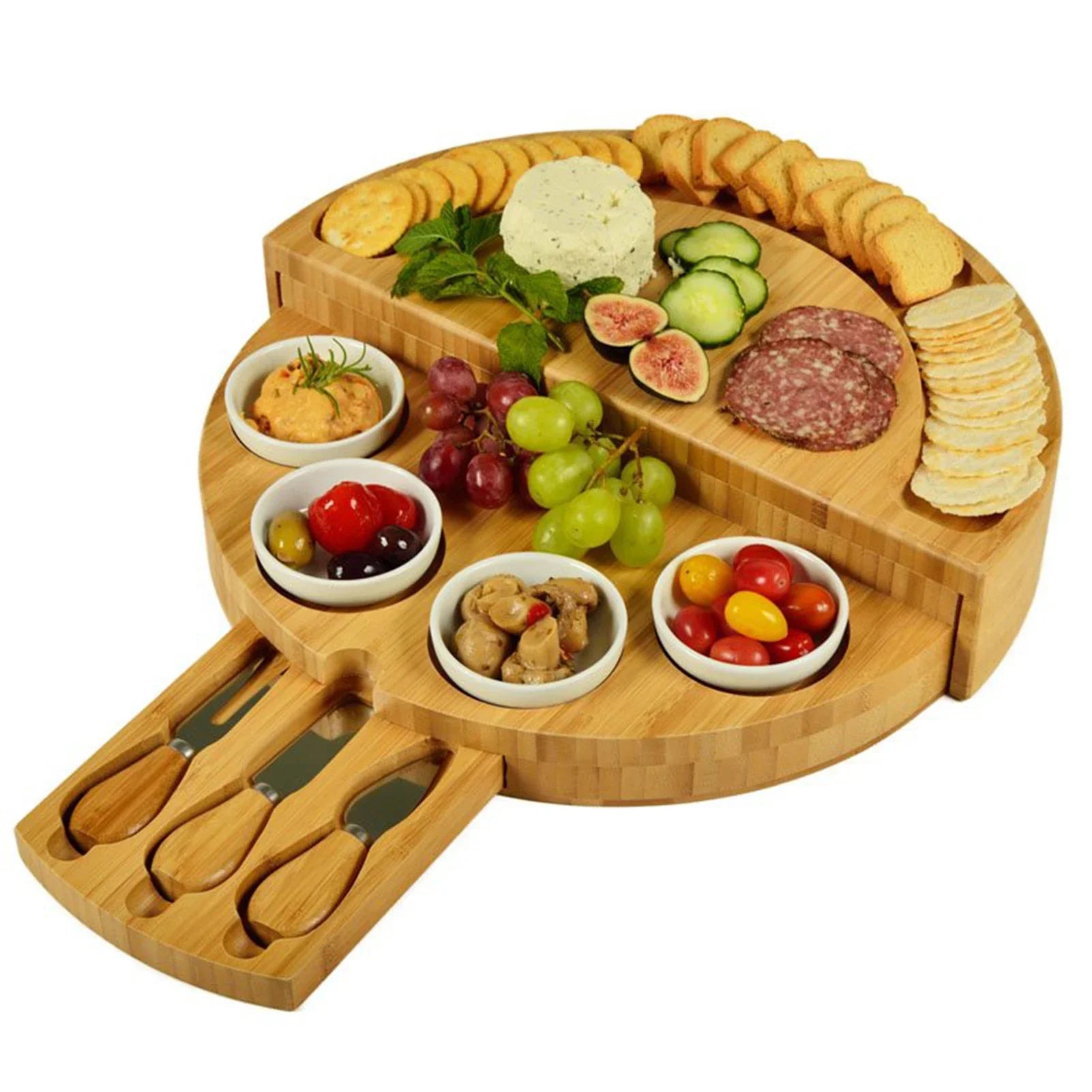 Bamboo Brilliance: Deluxe Cheese and Breadboard Set