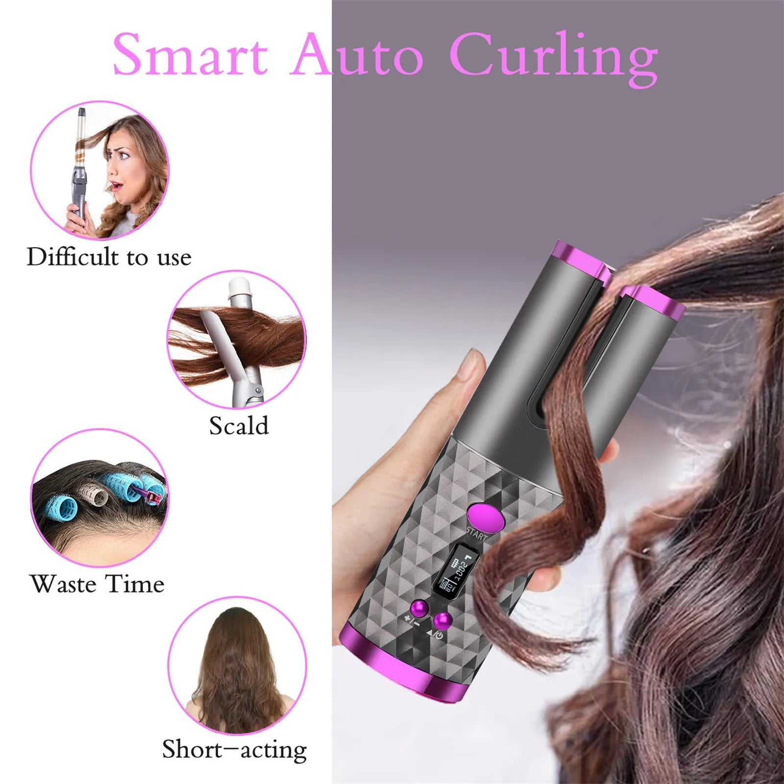 CurlEase Pro: Cordless Auto Hair Curler