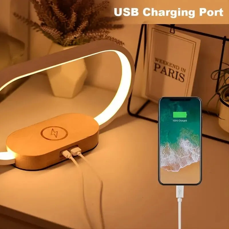 VersaCharge Pro: Multifunctional Wireless Charging Desk Lamp with Clock and Night Light