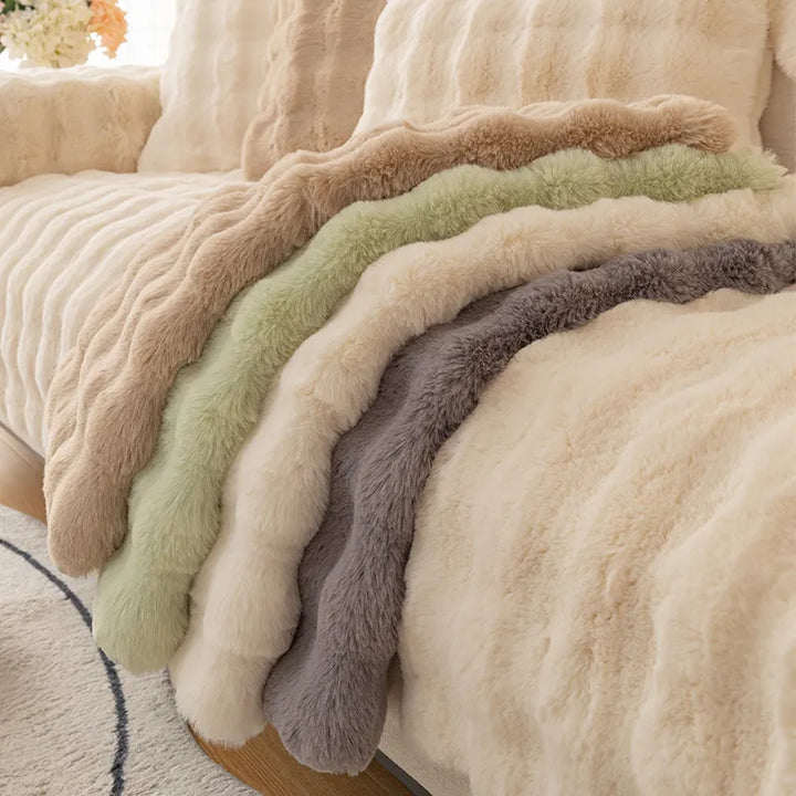Cozy Plush Solid Colour Non-slip Sofa Cover