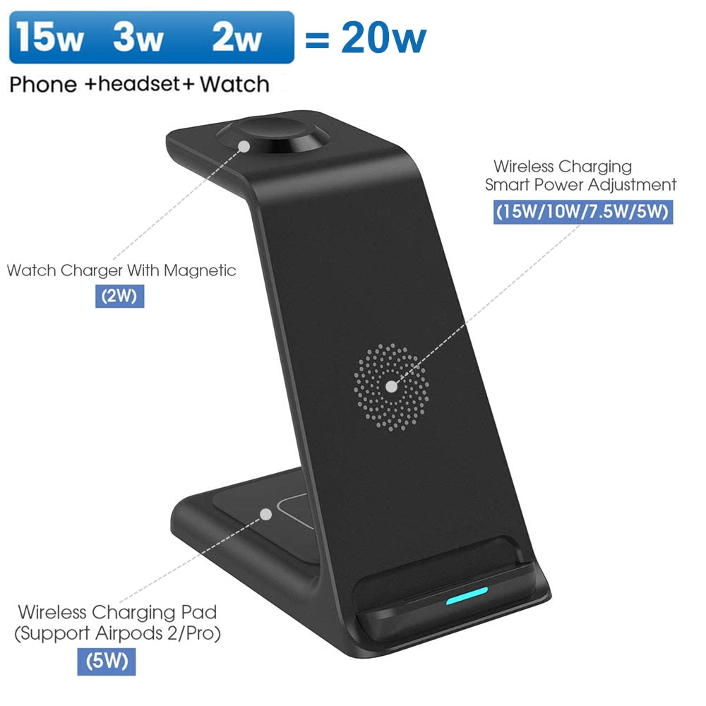 20W Wireless Charger Stand For iPhone, Apple Watch and Airpods