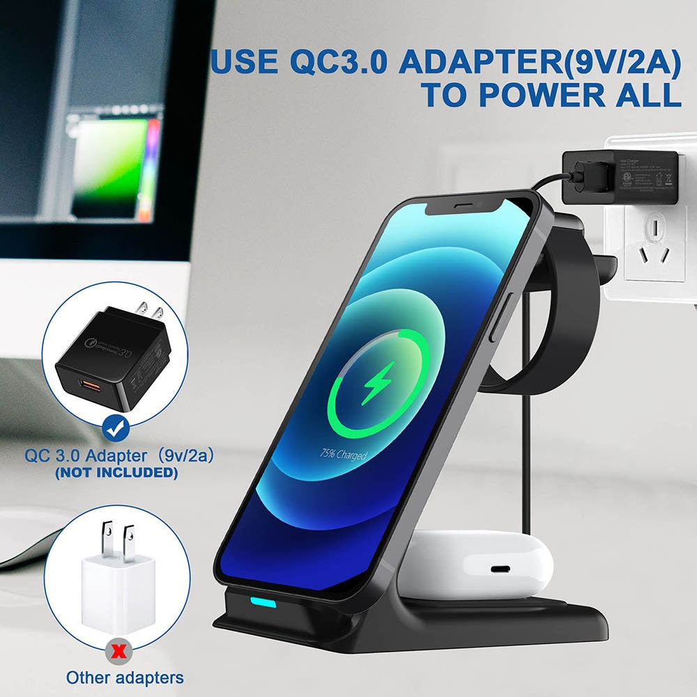 20W Wireless Charger Stand For iPhone, Apple Watch and Airpods